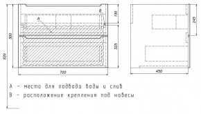 Тумба под раковину Uperwood Tanos 70 см, подвесная, белая/графит в Белоярском (ХМАО) - beloiarskii.ok-mebel.com | фото 7