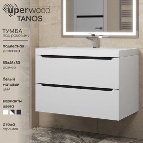 Тумба под раковину Uperwood Tanos 80 см, подвесная, белая/графит в Белоярском (ХМАО) - beloiarskii.ok-mebel.com | фото 3