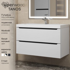 Тумба под раковину Uperwood Tanos 90 см, подвесная, белая/графит в Белоярском (ХМАО) - beloiarskii.ok-mebel.com | фото 3