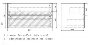 Тумба под раковину Uperwood Tanos 90 см, подвесная, белая/графит в Белоярском (ХМАО) - beloiarskii.ok-mebel.com | фото 7