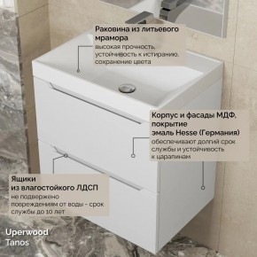 Тумба с раковиной Uperwood Tanos 50 см, подвесная, белая матовая в Белоярском (ХМАО) - beloiarskii.ok-mebel.com | фото 6
